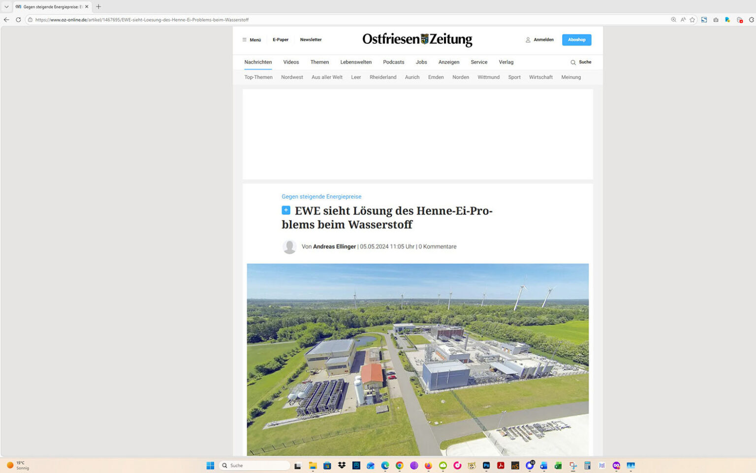 Der Artikel auf der Homepage der Ostfriesen-Zeitung. Screenshot: ewe-recherche.de