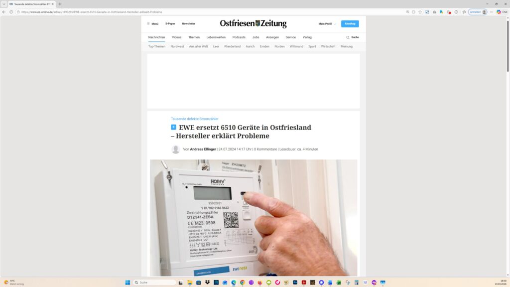 Der Artikel auf der Homepage der Ostfriesen-Zeitung. Screenshot: ewe-recherche.de